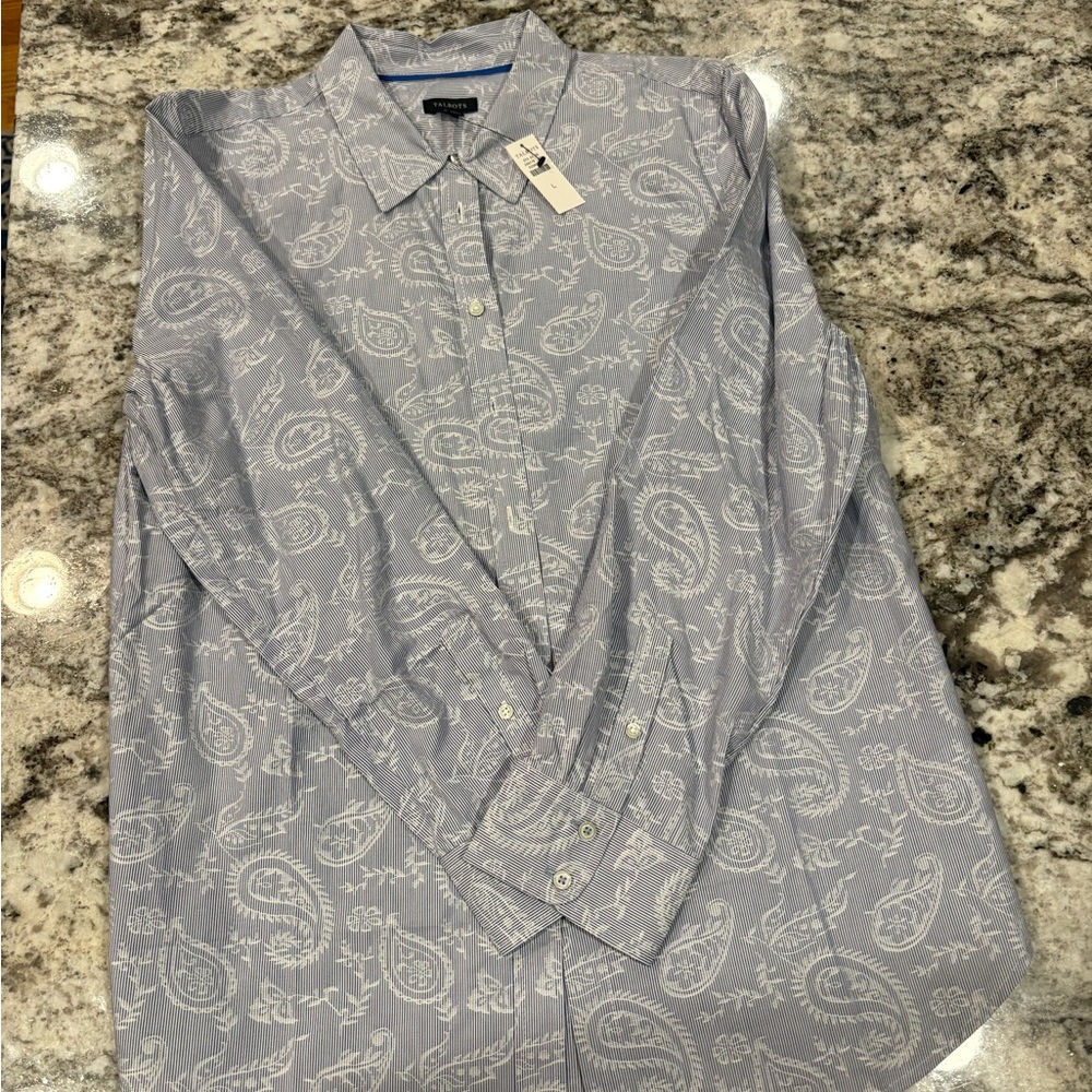 Talbots Blue Paisley Casual Button Down Shirt